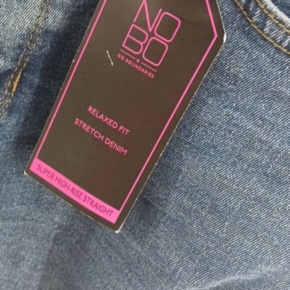 No Boundaries Womens Jeans Super High Rise Straight Distressed Denim - Picture 6 of 14